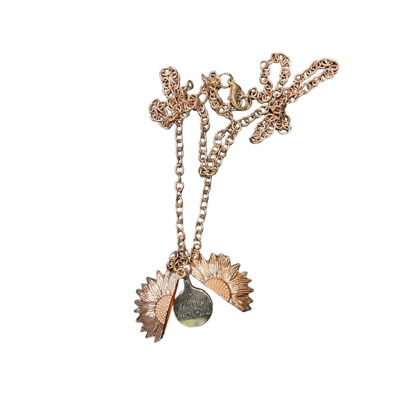 '' You Are My Sunshine '' Gold plated alloy Locket Sunflower Pendant Necklace - Picture 3 of 7